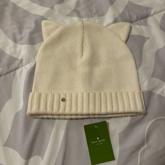Kate Spade White Kitty Beanie main image 4